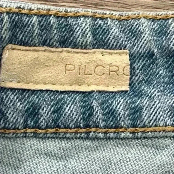 Anthropologie Pilcro TheVintage Straight Arrow Ribbon Fringe Accent Jeans - Picture 4 of 12